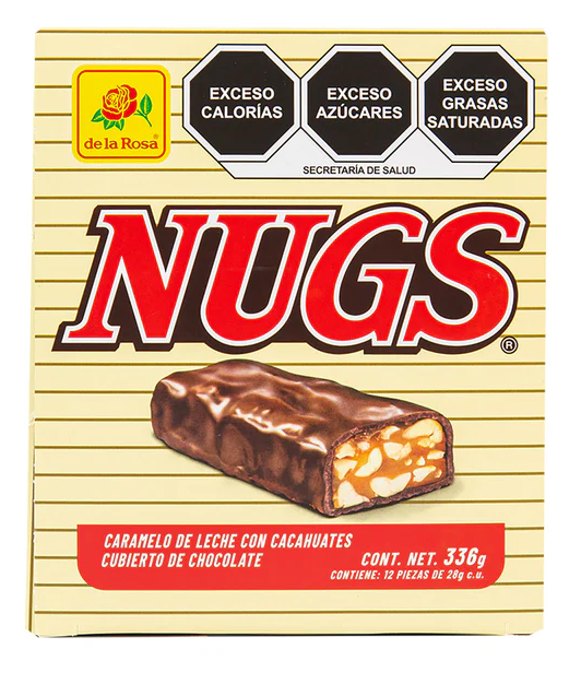 Chocolate Nugs Cajeta con Cacahuate 12 piezas 28 grs