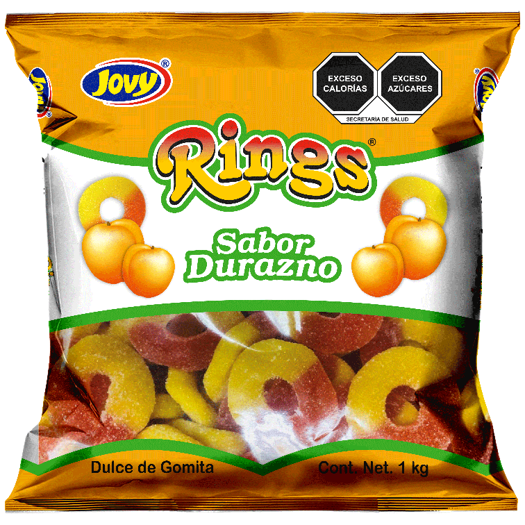 RINGS SABOR DURAZNO con 1kg.
