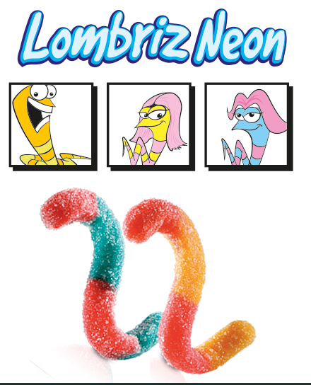 Gomitas Lombriz Neon con 1kg.