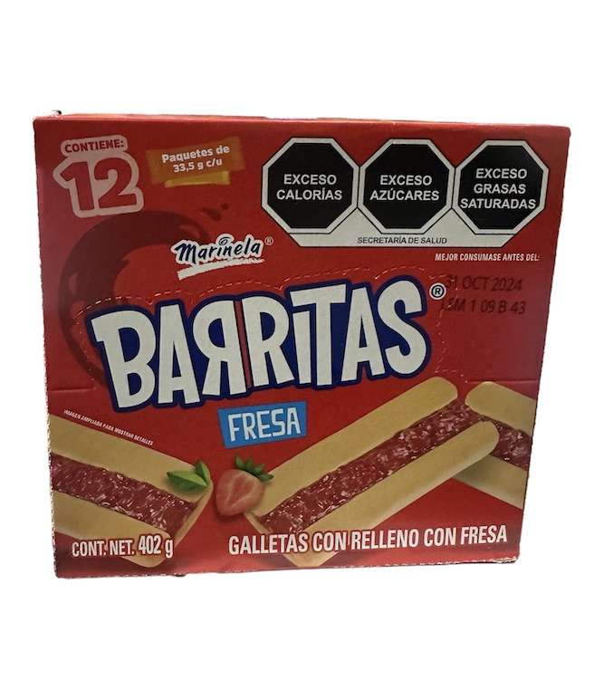 Barritas de Fresa Marinela 402 grs. 12 piezas