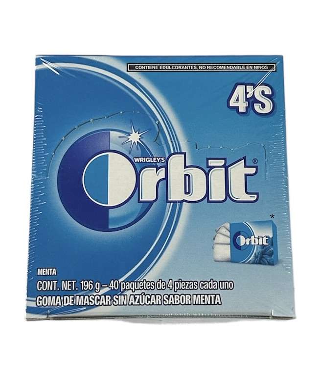 Orbit Chicle Confitadas 4 Pastillas Menta Polar 40 Piezas de 5.6 Gr