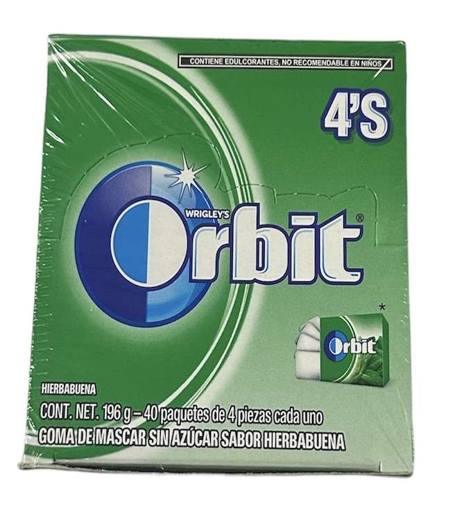 Orbit Chicle Confitadas 4 Pastillas Hierbabuena Polar 40 Piezas de 5.6 Gr